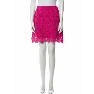 NWT CAROLINE CONSTAS NEW YORK  RASPBERRY PINK CROCHET MINI SKIRT SZ XS
